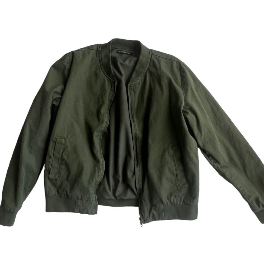 Brandy Melville Kasey Bomber Olive Green Army Zip Military Jacket One Size